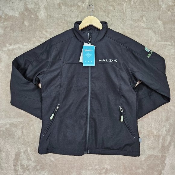 Tops - NWT 2012 Halo 4 XBOX 360 Promo Spell Out Full Zip Jacket Black Pockets Women's M